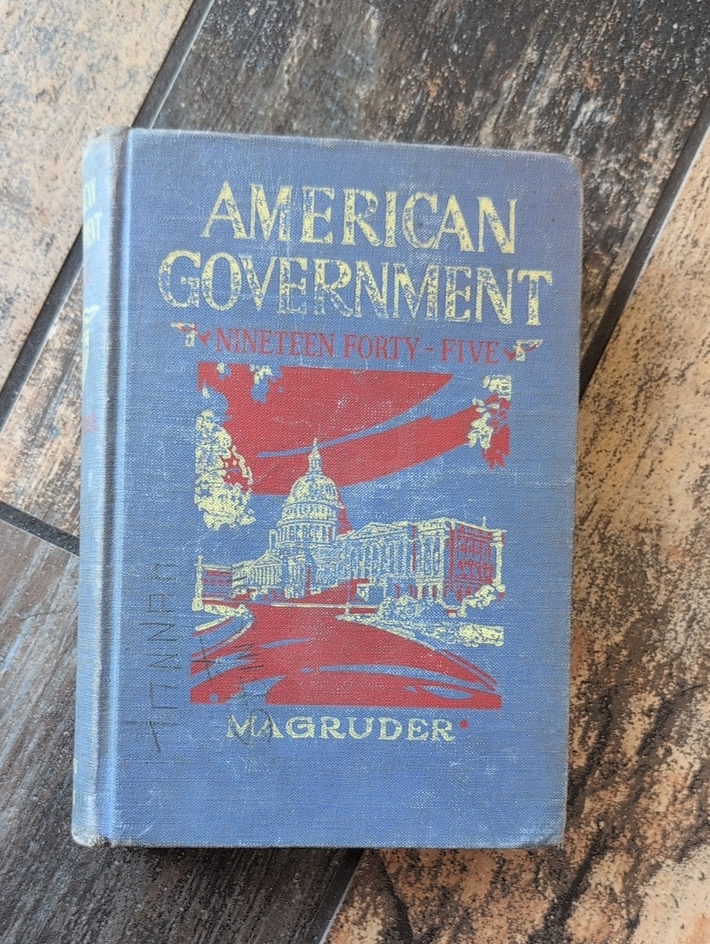 American Government 1945 Magruder Vintage Blue Red Gold Hardcover Vintage Civics